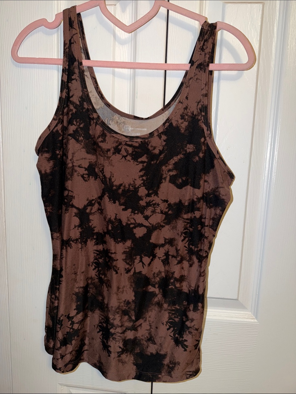 NOBO Brown and Black Tie-Dye Scoop Neck Tank